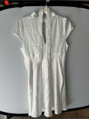 Zara White Tie-Neck Mini Dress